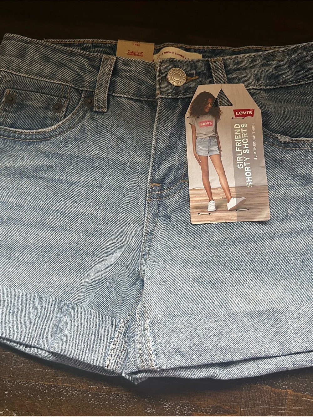 Levi's Light Blue Denim Girlfriend Short Shorts girlfriend Shorty shorts size 7